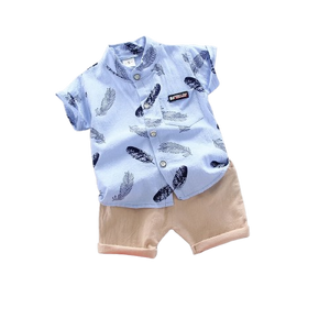 Stylish 2-Piece Baby Boy Summer Suit. Casual Top & Shorts Set