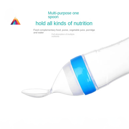 Silicone Squeezable Baby Food Feeder with Training Spoon.