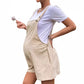 Hot Selling European American Maternity Overalls Solid Color Shoulder Strap Jumpsuit Shorts Adjustable Waist for Pregnant Women