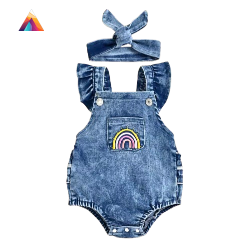 Trendy Cotton Denim Baby Girl Jumpsuit