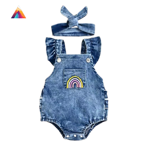 Trendy Cotton Denim Baby Girl Jumpsuit