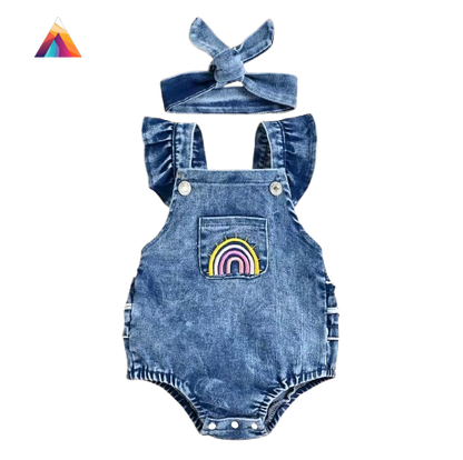 Trendy Cotton Denim Baby Girl Jumpsuit